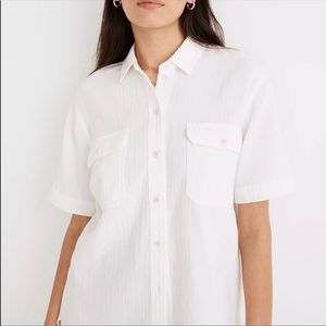 Madewell lightspun short sleeve flap pocket shirt lighthouse
